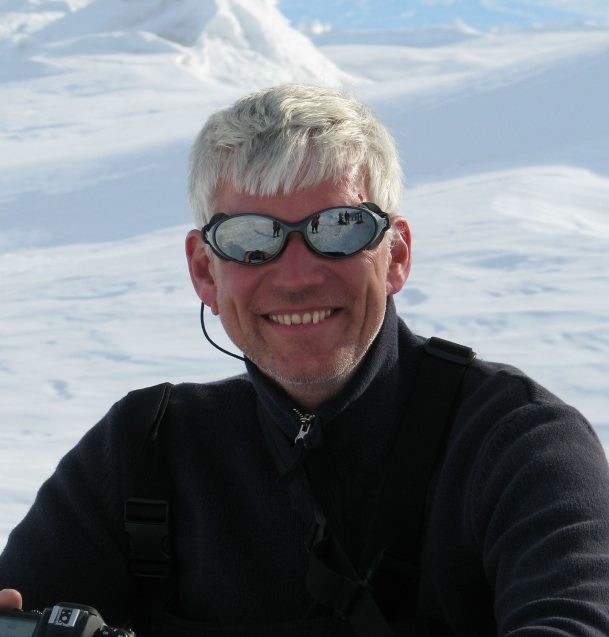 nick frearson in sunglasses in icy terrain