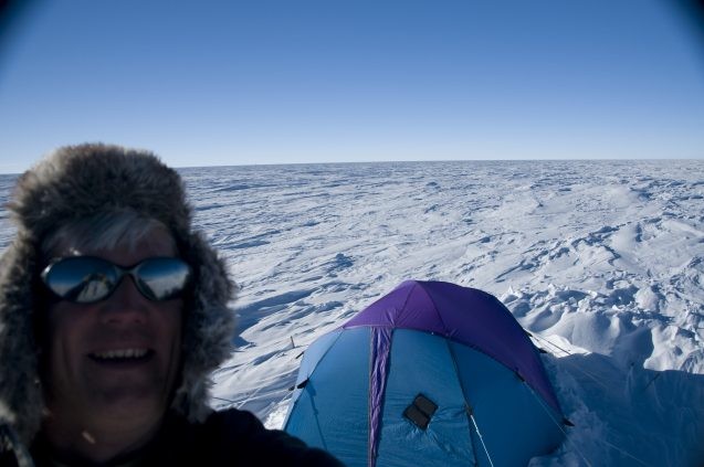 frearson selfie with tent in antarctica