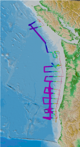 map showing paths across seafloor