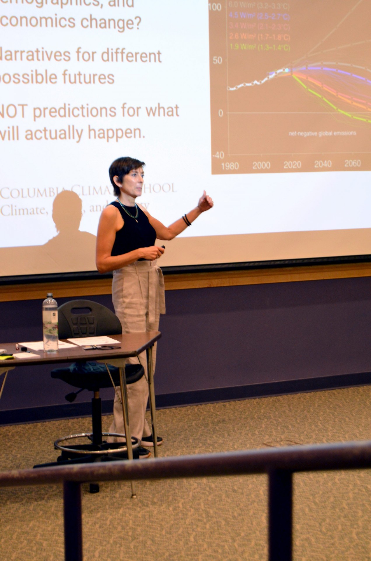 On the studentsâ first day in class, they heard from climate scientist Lisa Goddard. All slideshow photos by Phebe Pierson. DSC_0104_edited