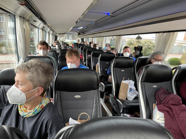 The research team on the bus to the airport.