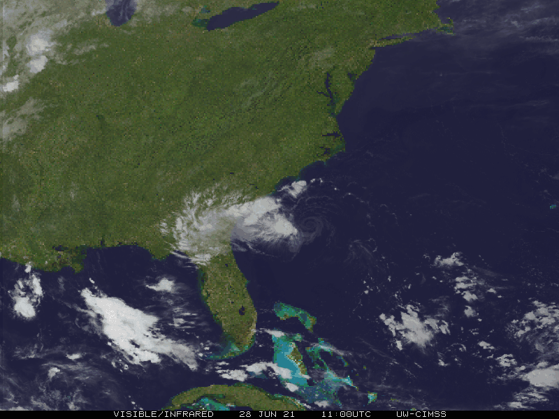 Satellite images of a tropical depression