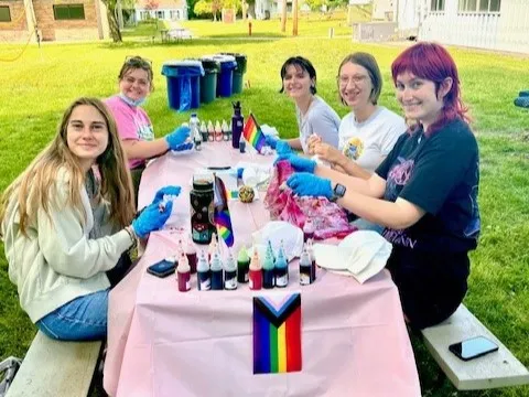 People crafting at LDEO Pride Celebration 2024