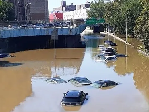 Aftermath of Hurricane Ida on Major Deegan Expressway, 230th Street Exit, Bronx NY. Credit: Jim Griffin