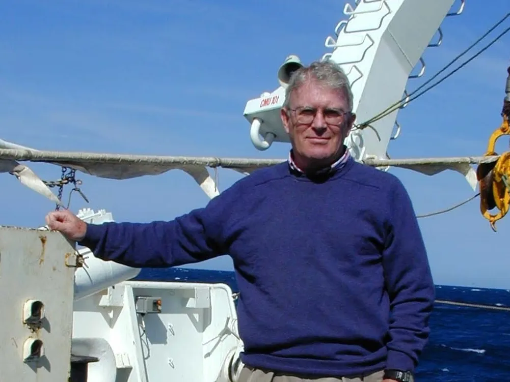 Ryan aboard the French research vessel Le Suroît in the Mediterranean, 2000. Credit: Serge Berné