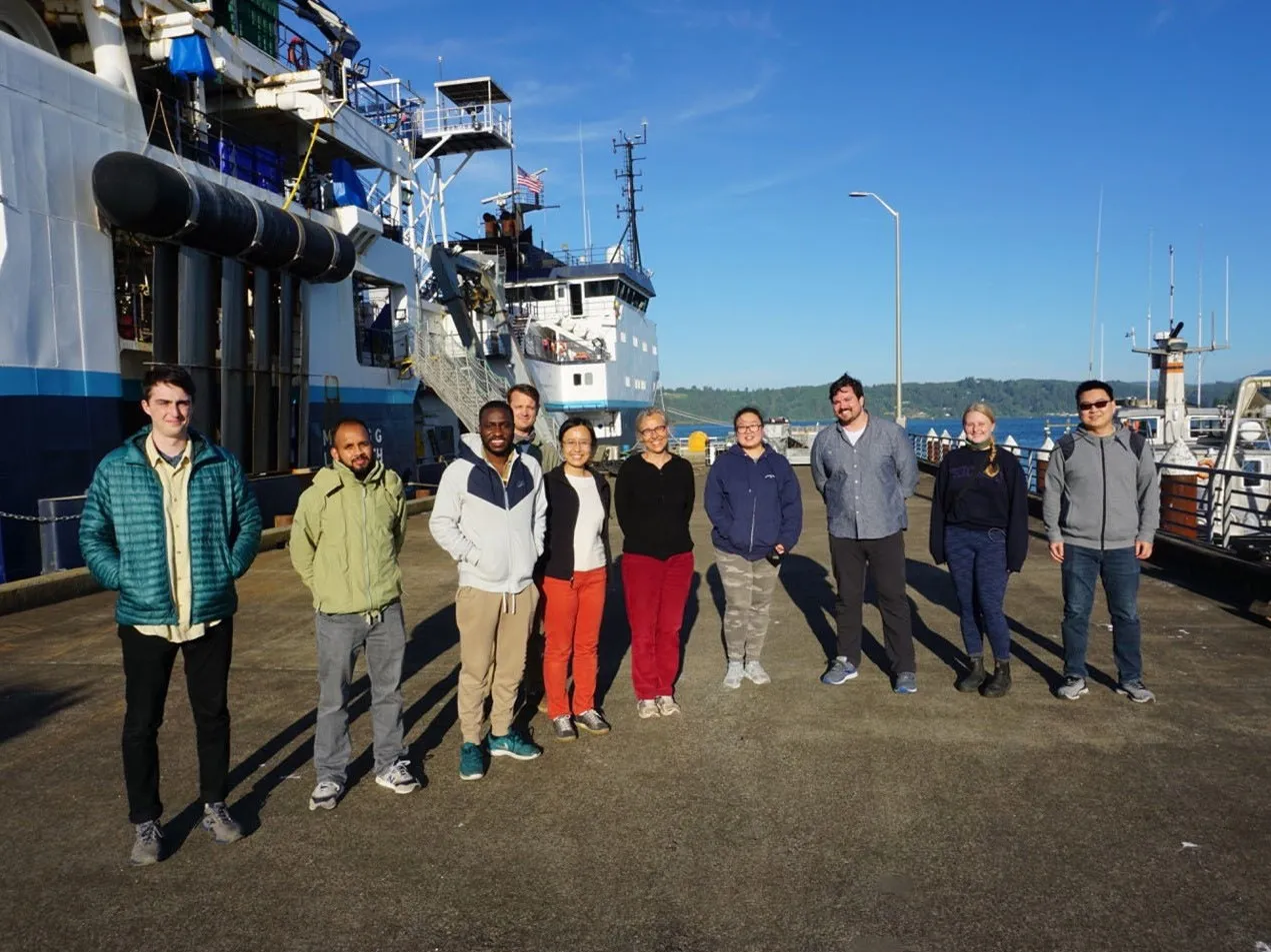 Research team before six-week expedition on R/V Marcus G. Langseth to investigate the Cascadia Subduction Zone.