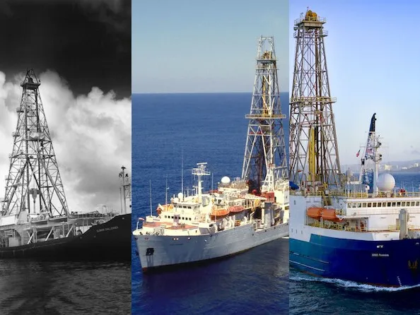 Drill ships in the scientific ocean drilling programs.