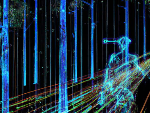 An image generated by the AI system DALL-E using the prompt, “a synergistic future for artificial intelligence and complex ecological systems.” Courtesy of Barbara Han/Cary Institute