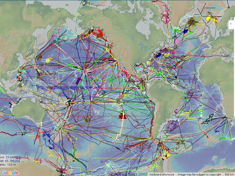 Global Multi-Resolution Topography Data Synthesis gmrt.org compilation of global elevation data. Credit: GMRT