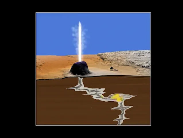 Grad student Anna Barth’s data visualization uses both sound and visuals to display data from a geyser eruption. Credit: Anna Barth