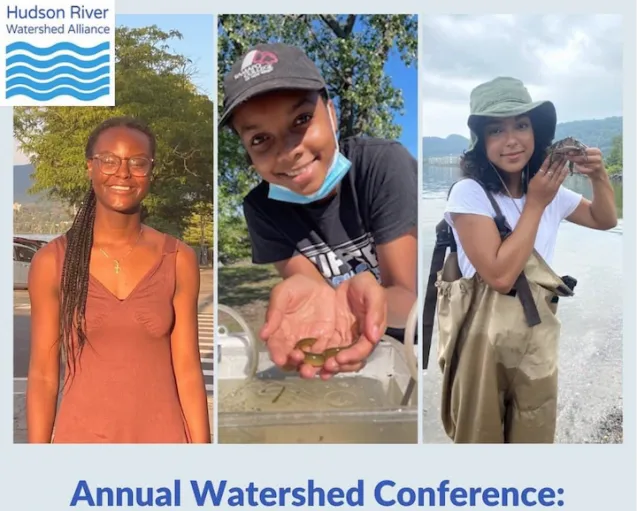 Students Arianna Smith (center) and Charity Dikson (right) were invited to present on their experiences and share recommendations for better engaging youth and communities in future watershed planning at the Hudson River Watershed Alliance annual conference. 