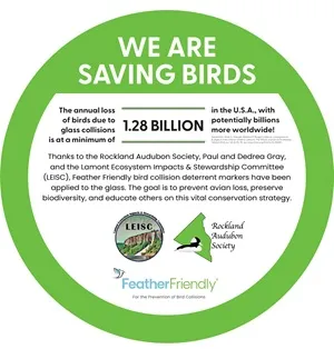  FeatherFrienldy window decal explaining bird strike prevention