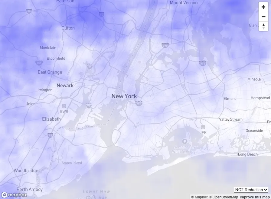 Map of Congestion Pricing and NO2, New York City