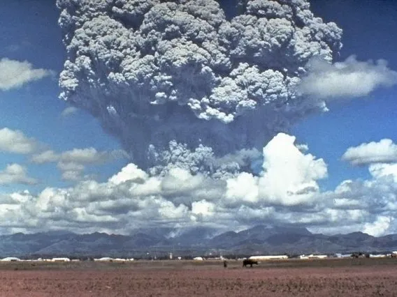 The eruption of Mt. Pinatubo in 1991 temporarily cooled the planet by half a degree Celsius, showing the power of tiny particles called aerosols. Credit: Dave Harlow, USGS