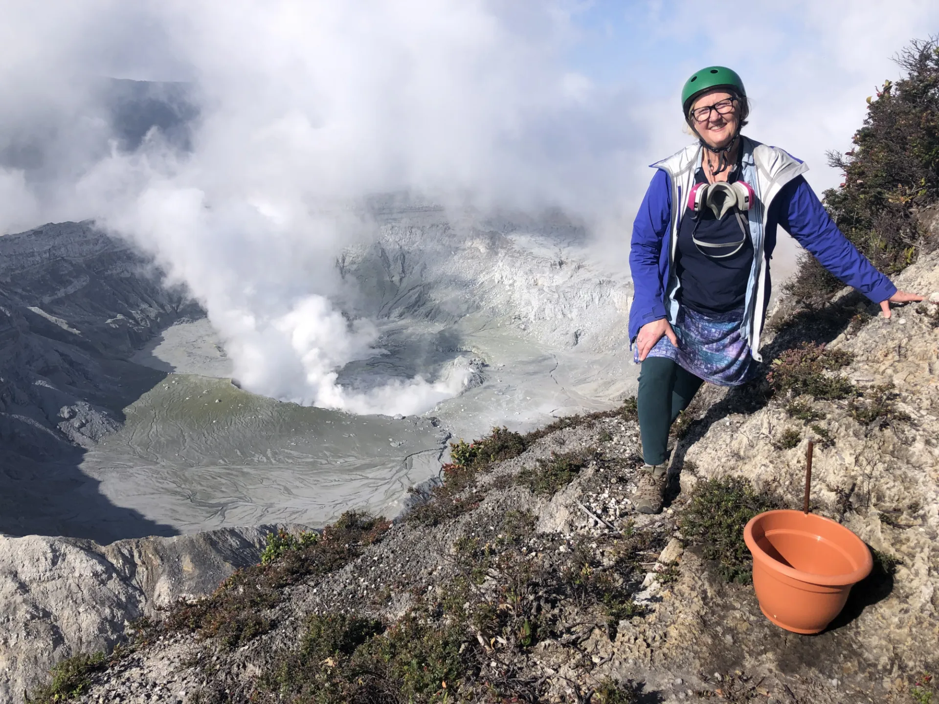 Terry Plank on the Poás Volcano in Costa Rica last spring. Credit: Geoffroy Avard