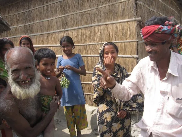 Villagers on an island in the Jamuna River in Bangladesh welcome visitors in 2016. Credit: Kevin Krajick, Earth Institute