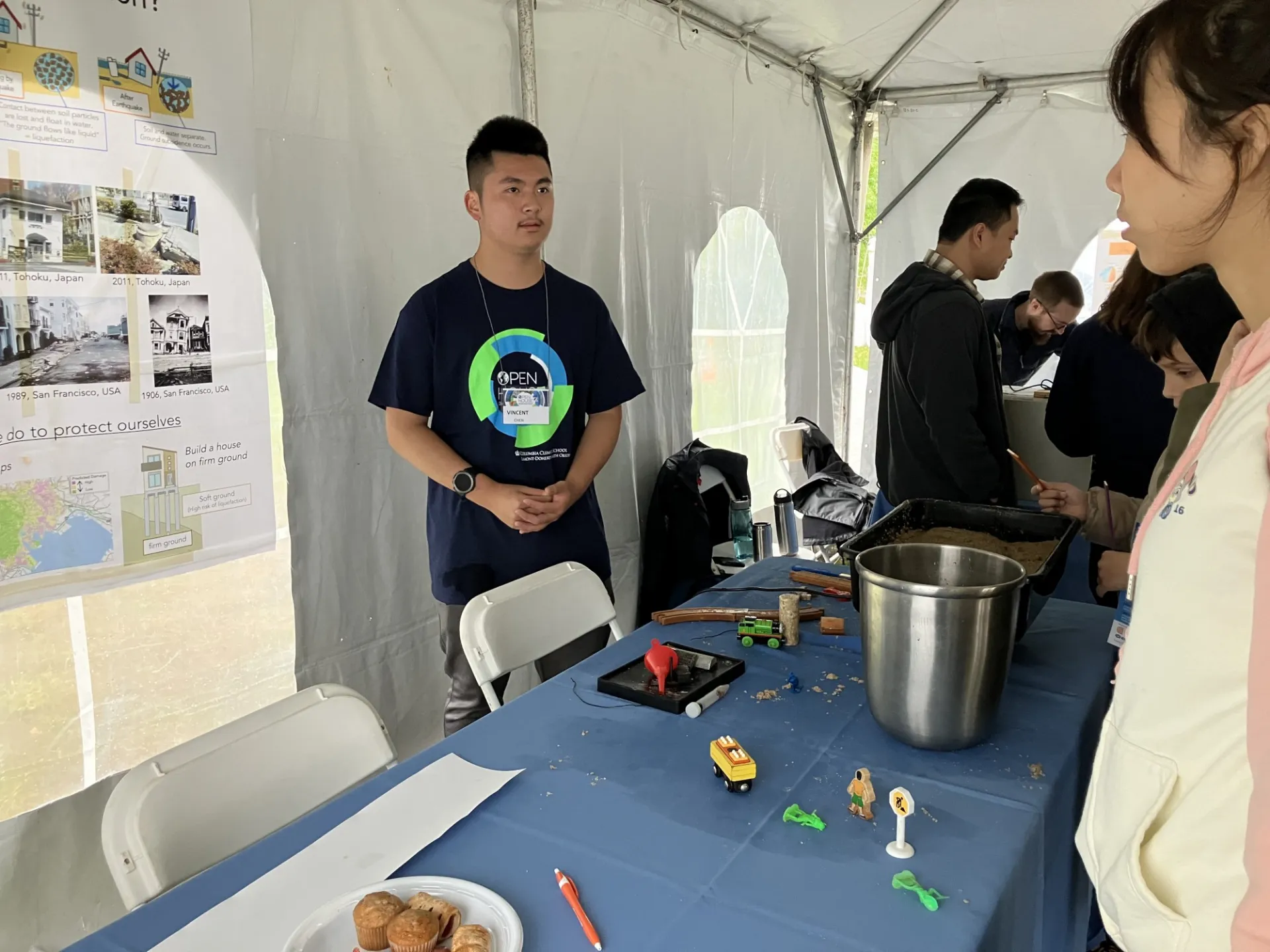 High School Intern Vincent demonstrates liquifaction at Open House 2023.