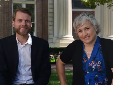 Pierre Gentine and Galen McKinley lead the Columbia climate modeling center, Learning the Earth with Artificial Intelligence and Physics (LEAP). Credit: Marley Bauce