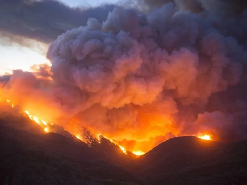 Hot, dry weather sparked numerous wildfires, destroying large areas and worsening air quality. Credit: USDA photo by Kari Greer