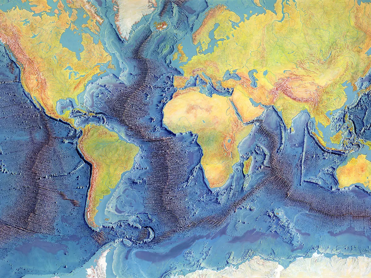Heezen-Tharp World Ocean Map 1977