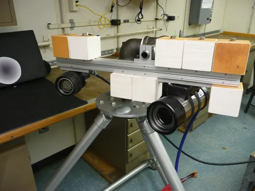 The business end of the seafloor camera system that will make flow rate measurements at a high temperature hydrothermal vent.