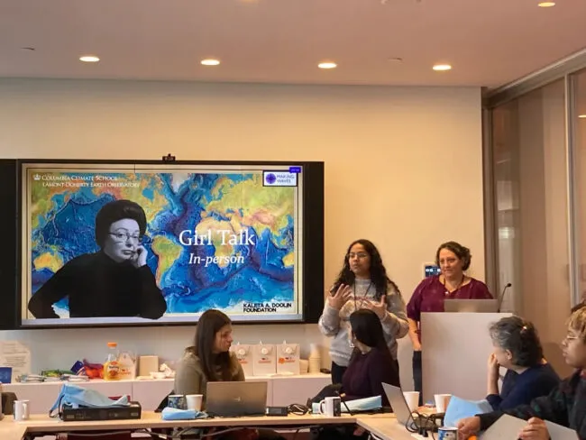 Girl talk workshop leaders presenting to participants