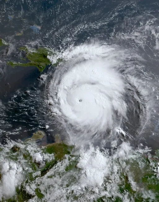 An image of hurricane Beryl taken from above, during the morning of July 2, 2024.