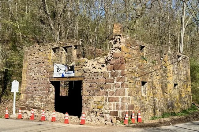 Damaged old stone building