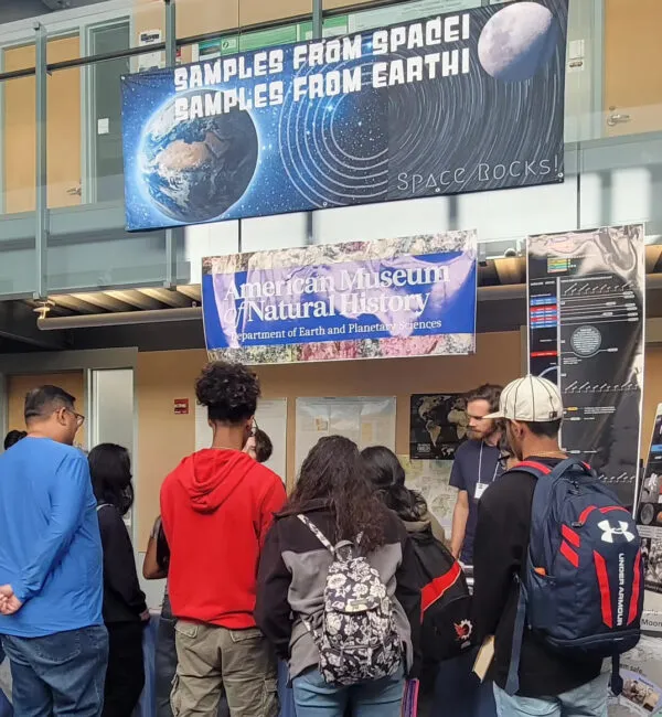 Visitors check out Lamont's collection of extraterrestrial matter from meteorites, asteroids and the moon.
