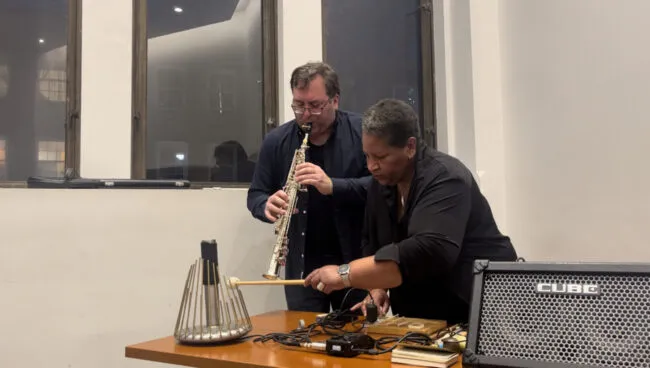 Two musicians performing