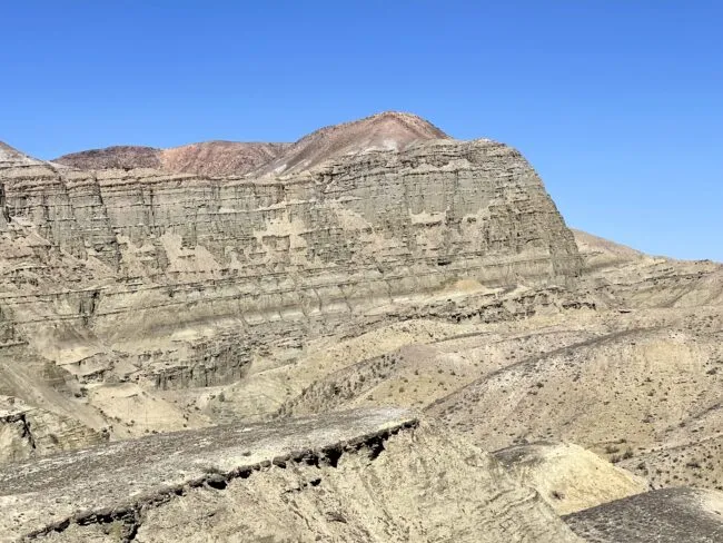 A photo of the Sangonghe Formation in northwestern China, showing periodic variations in sediments - which appear as layers - caused by climate cycles.