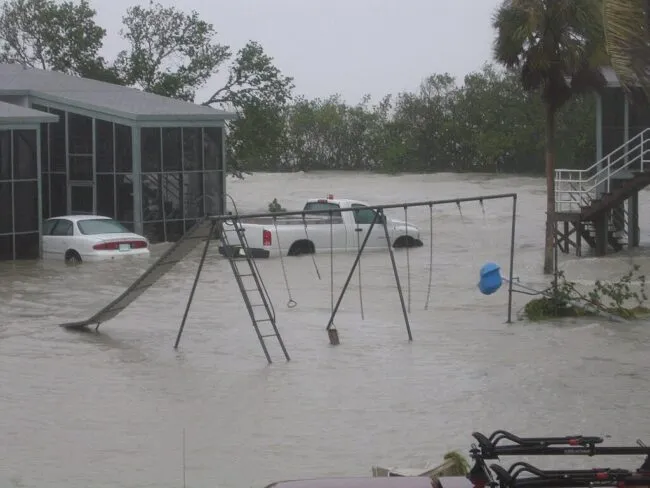 A submerged swingset after Hurricane Katrina
