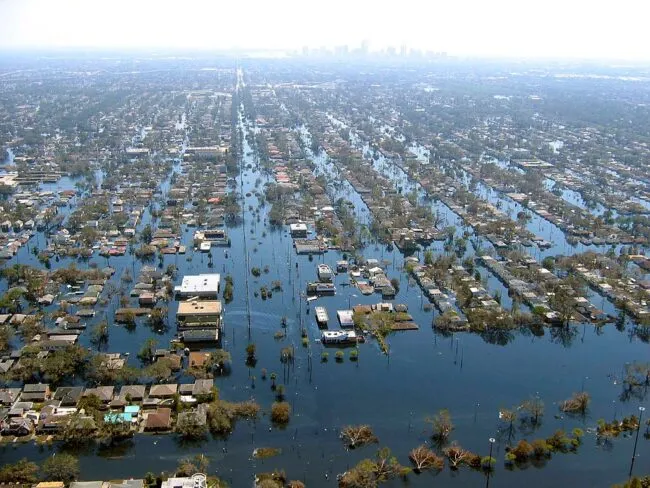 View of flooded New Orleans, Louisiana in the aftermath of Hurricane Katrina