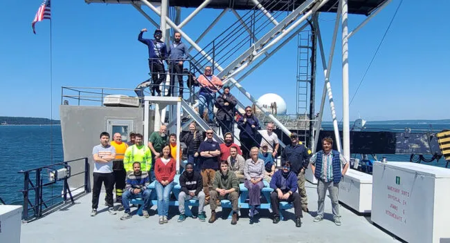 Researchers and crew aboard the R/V Marcus G. Langseth