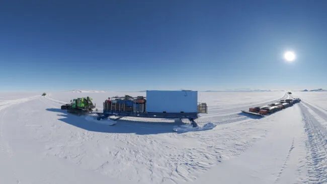 Vehicle departs in Antarctica