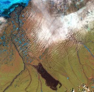The 2007 wildfire scorched a vast area, as seen in this satellite image.
