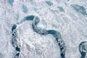 Russel Glacier meltwater channels on the ice (photo by Perry Spector)