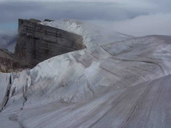 moving up a melting mountain