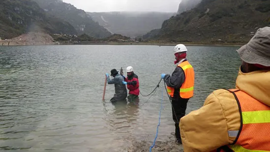 Sediment sample at Lake 1, taken by Indonesian Science Insitute and Freeport researchers