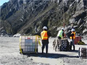 Freezers hoisted on to the glacier, powered by generator, will keep our ice cores frozen until they can be transported to a large freezer in Tembagapura.  We will use a large plastic container, normally used in mining operations, to hold the cores. 