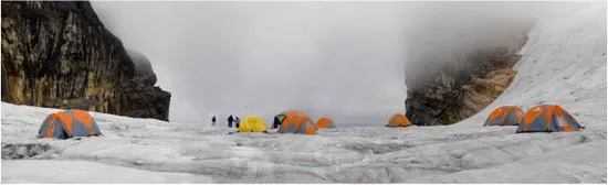 Our camp between the two domes of the Northwall Firn Glacier