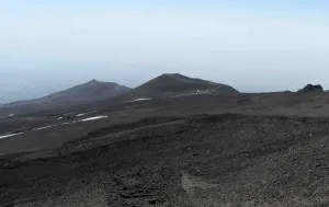 Lava bubbling beneath Mount Etna formed these two cones in 2001. Credit: Meg Reitz.