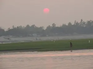 Sunset over the  Brahmaputra River as we prepare to depart the region for NE Bangladesh. 