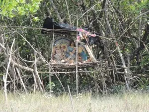 A small shrine in the Sundarban to Bon Bibi, the Hindu goddess of forests and streams - and protector from tigers