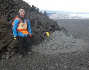 An example of lava bulldozing into and disrupting the river bed. This process is not considered in existing flow emplacement models.