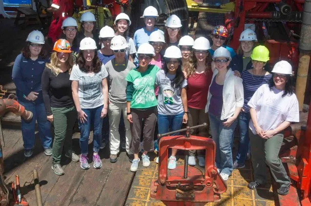 Women scientists and technicians of Expedition 361 on UN Women in Science Day. (Tim Fulton)
