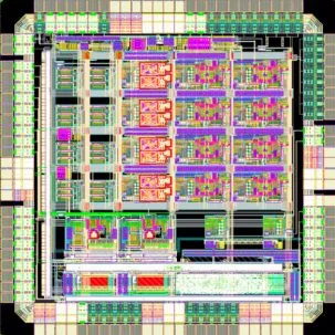 Engineers are experimenting with chip design to boost computer performance. In the above layout of a chip developed at Columbia, analog and digital circuits are combined in a novel architecture to solve differential equations with extreme speed and energy efficiency. Image: Simha Sethumadhavan, Mingoo Seok and Yannis Tsividis/Columbia Engineering