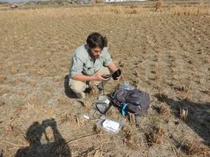 Dan measuring the salinity of the soil.