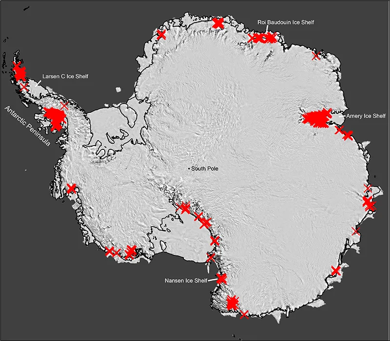 water is streaming across antarctica