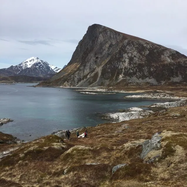 Vikings were here, but thousands of years earlier Stone Age people were, too. D'Andrea's team hikes down to core a small pond next to the remnants of these people's sea-side dwellings.